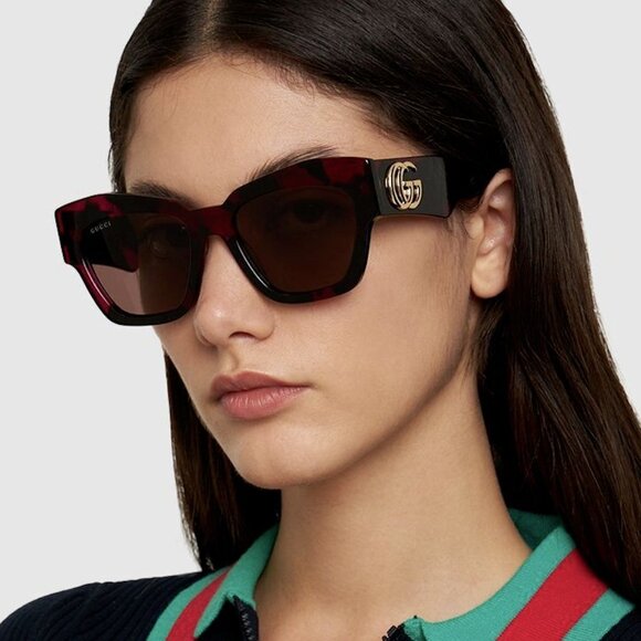 NWT Gucci GG1422S-004 Havana Cat Eye 55mm Sunglasses main image 4
